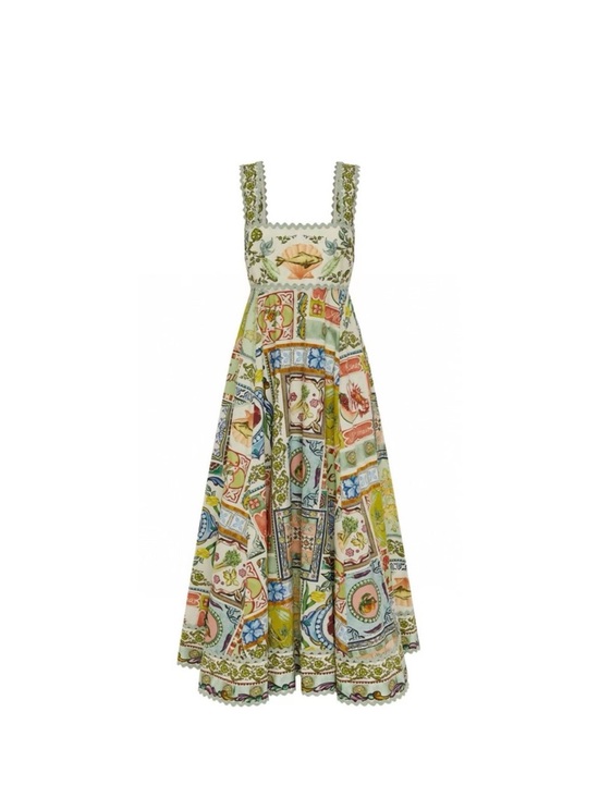 Patterned Tile-Print Maxi Skirt in Multi Color - Picture 2 of 4